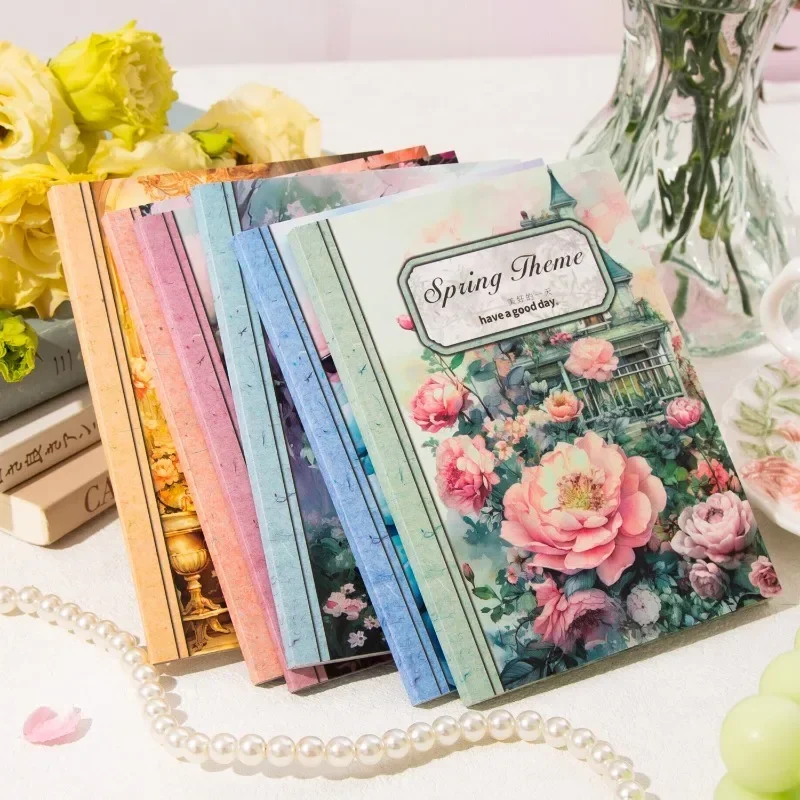 30Sheets Material Book Four Seasons Flower Base Decoration Spring Notebooks Handbook Writing DIY Scrapbook cut 140*100MM