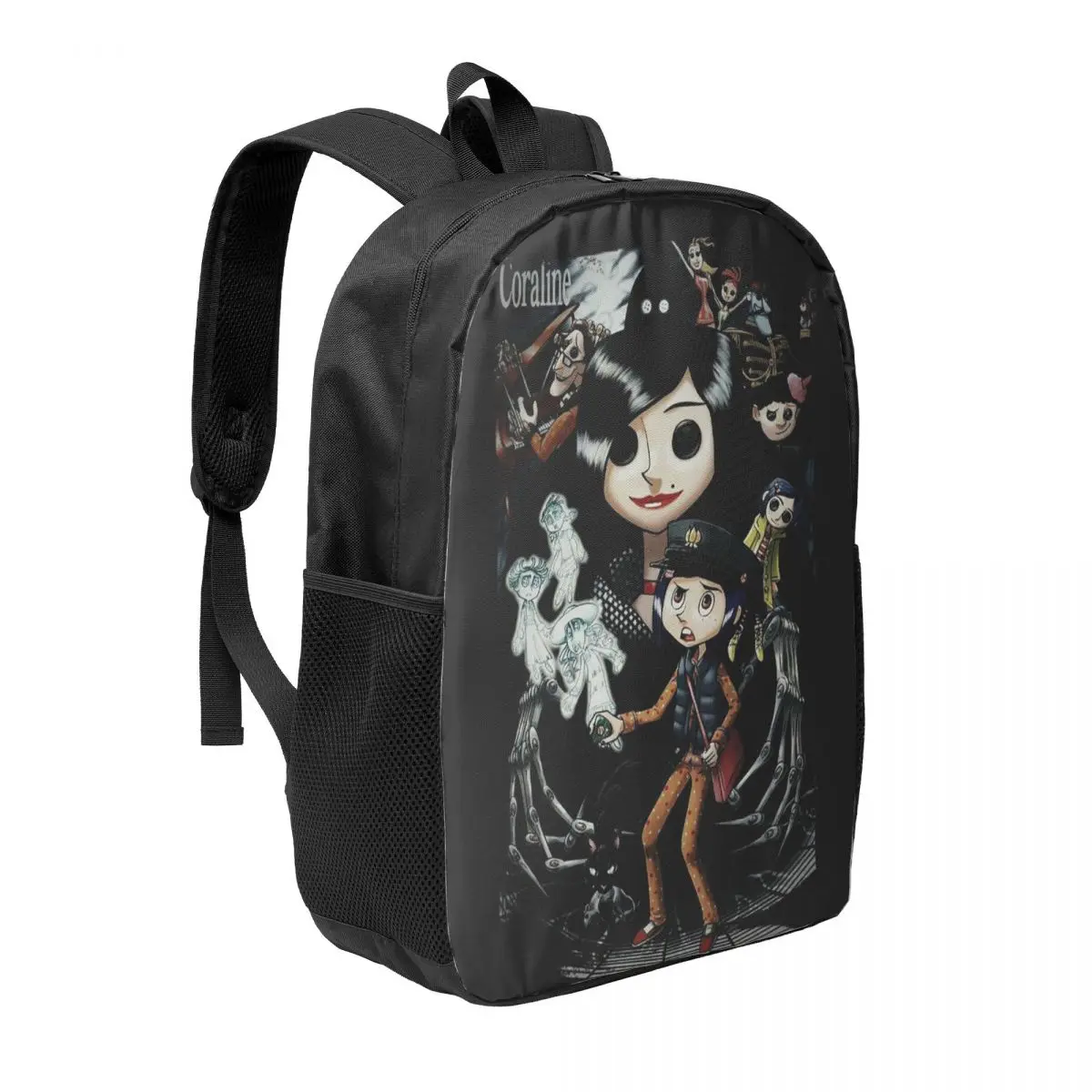 Custom Coraline & The Secret Door Movie Film Figure Backpack for Women Men School College Student Bookbag 15 Inch Laptop Bags