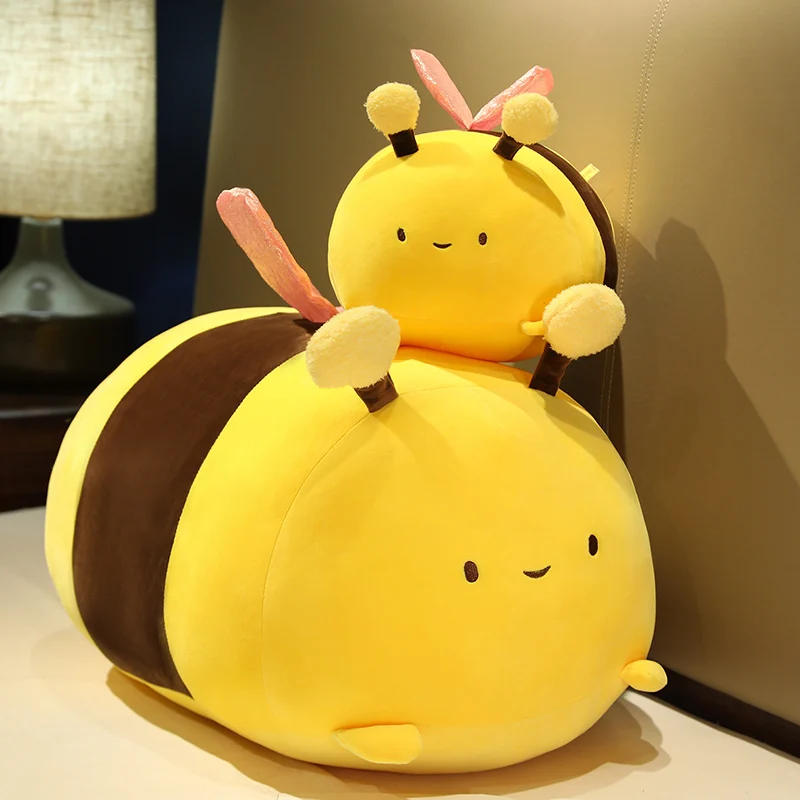 Kawaii Bee Plush Pillows Stuffed Cartoon Animals Plushie Super Soft Hugging Pillow Bedding Sleeping Cute Birthday Gifts for Kids