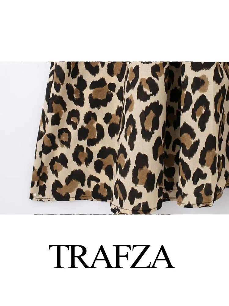 TRAFZA Female Vintage Elegant Long Dress Print V-Neck Bow Short Sleeved Belt Decoration Summer Fashion Dresses Women 2024 Trendy image 6