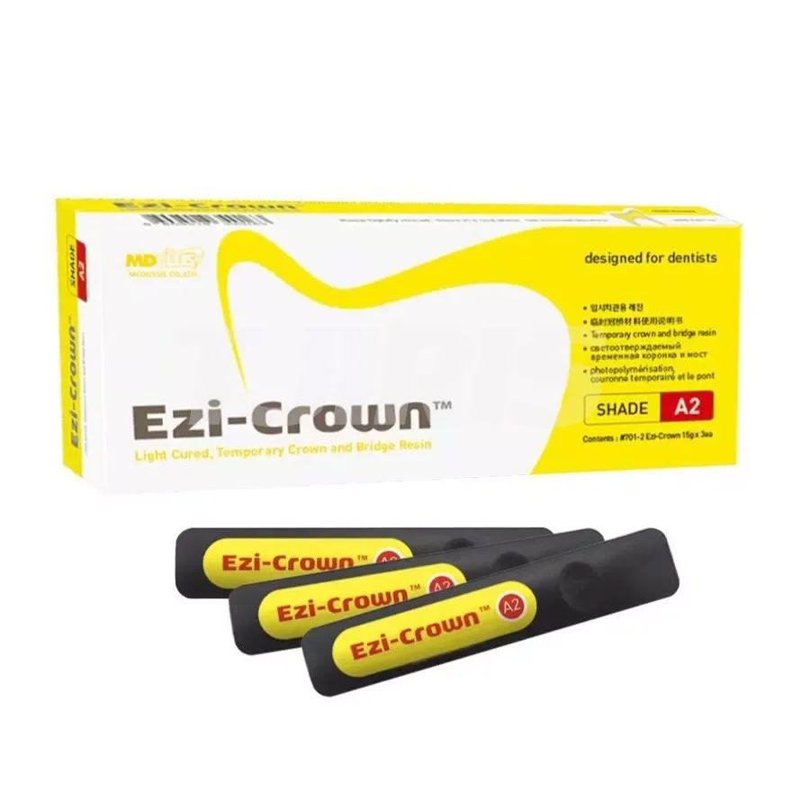 1Box Dental Temporary Crown and Bridge Resin Material Ezi Crown Light Cure Temp Inlay Relining Shade A1 A2 A3 Impression