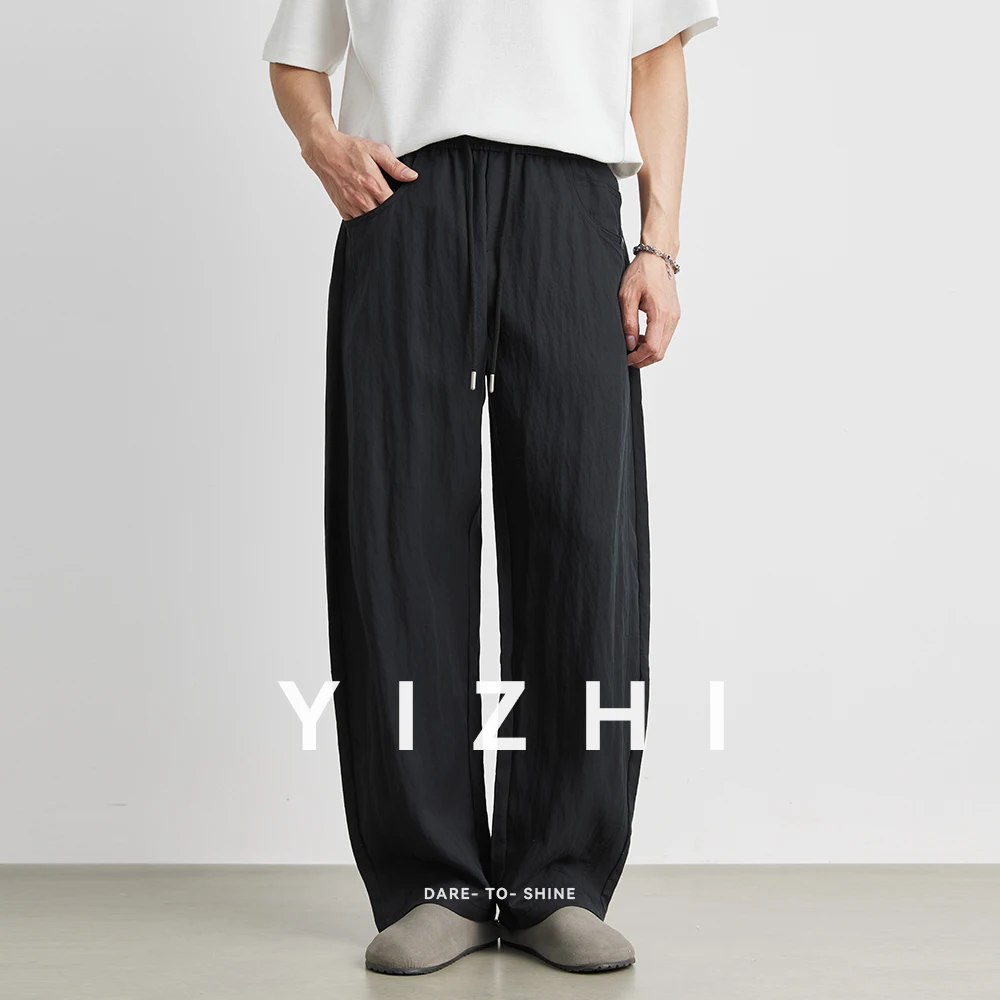 Men's Lyocell Tencel Casual Pants 2025 Summer New Thin Loose Breathable Wide Leg Pants Outdoor Sports Fashion Street Pants Men