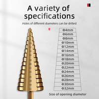 HSS Straight Fluted Pagoda Step Drill 3Pcs  5Pcs 6Pcs Cloth Bag Hex Shank Reamer Bit Set Titanium Coated Wood Metal Hole