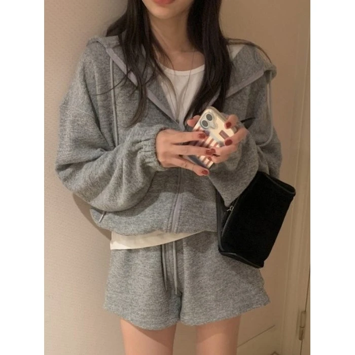 

Loose Long Sve Sweatirt Cardigan Set Women's Casual Faion Ensemble High Waist ort Pants Breathable Spring Outfit