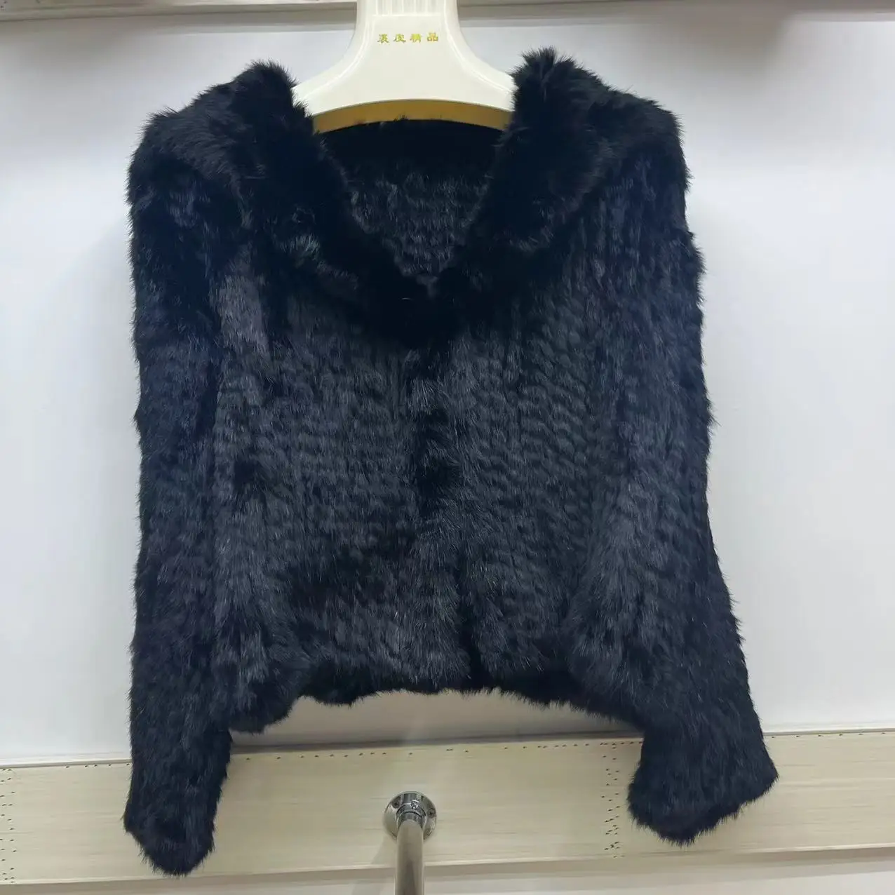 2023 autunno inverno nuovo cappotto di pelliccia di coniglio intrecciato a doppia faccia addensato per le donne giacca di pelliccia corta moda collo marinaio Y4356