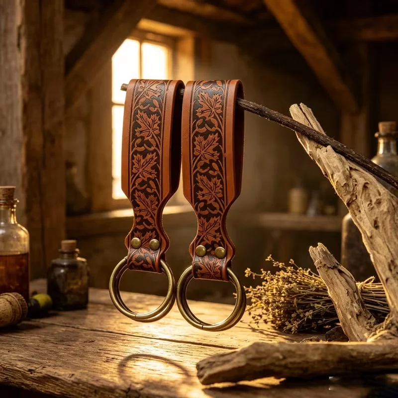 2pcs Medieval PU Leather Skirt Clips,Vintage Skirt Holder, Renaissance Live-Action Role-Playing Halloween Costume