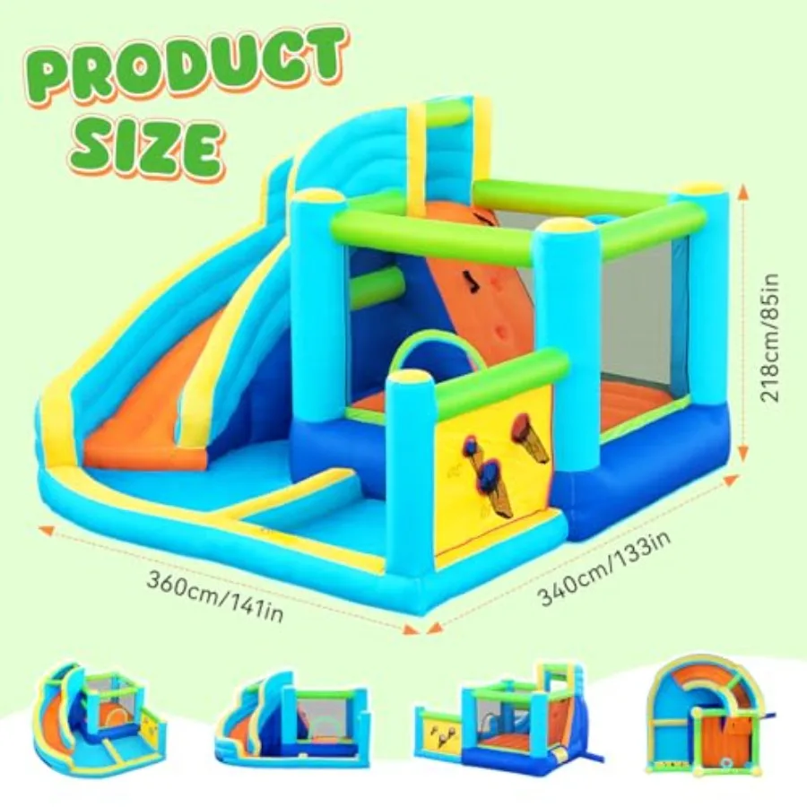 Tobogán acuático inflable para casa de rebote, parque acuático con castillo de seguimiento con pared trepadora, piscina para saltar y salpicaduras, salto interior y exterior
