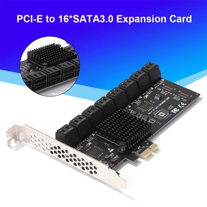 New-A47Q-PCIE การ์ด SATA 16 พอร์ต 6 Gb SATA 3.0 การ์ด Pcie, PCIE ไปยัง SATA Controller การ์ดขยาย, 16 พอร์ตสล็อต PCI พร้อมสาย