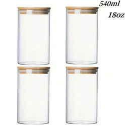 18oz Glass Jars With Airtight Lids, Candy Jars, Food Storage Containers With Bamboo Lids, For Tea, Coffee, Spice, Candy, Cookies