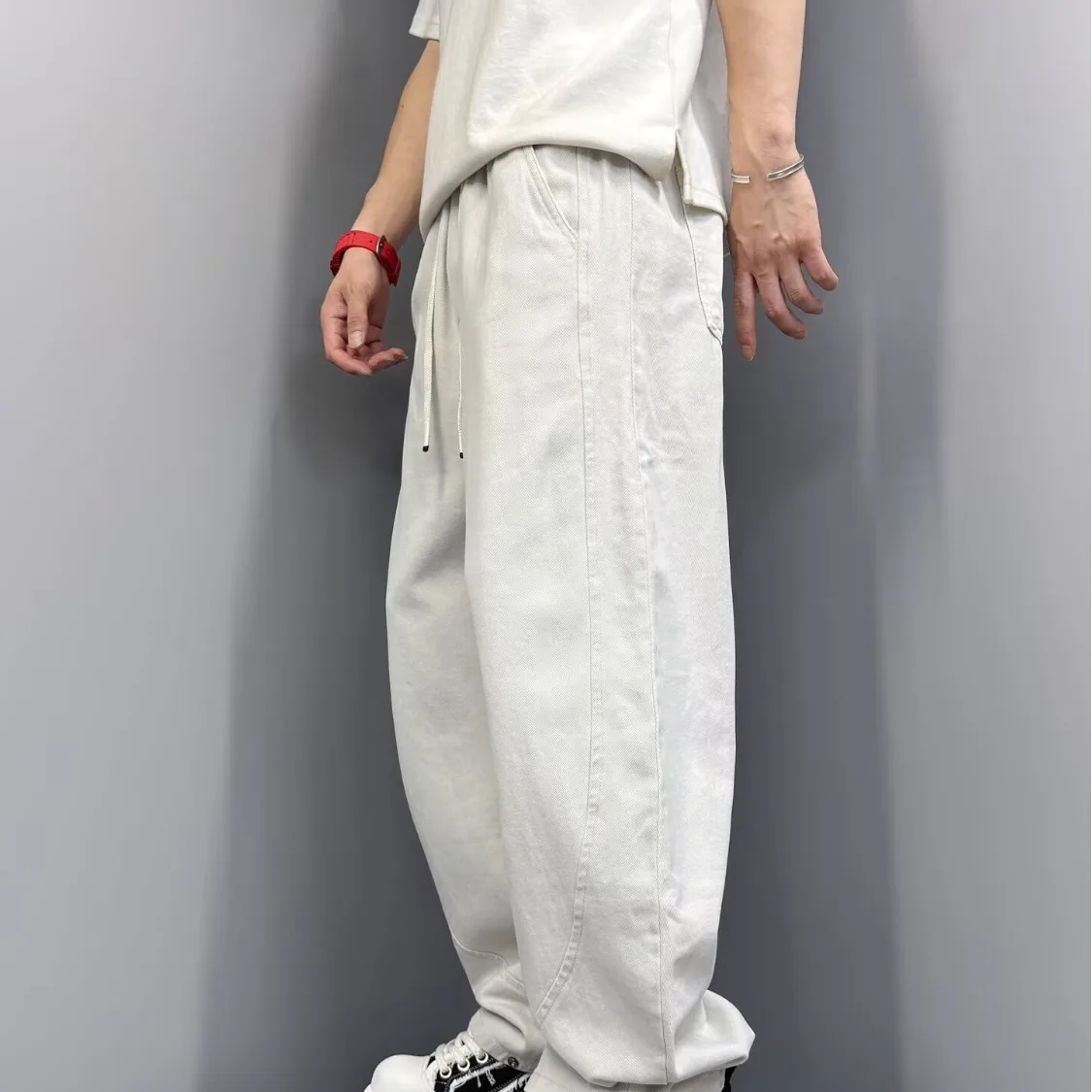 جينز تشذيب الخريف ناعم ومسامي وصديق للبشرة بأربعة جوانب ثنى مرن مقاس كبير متعدد الاستخدامات #2