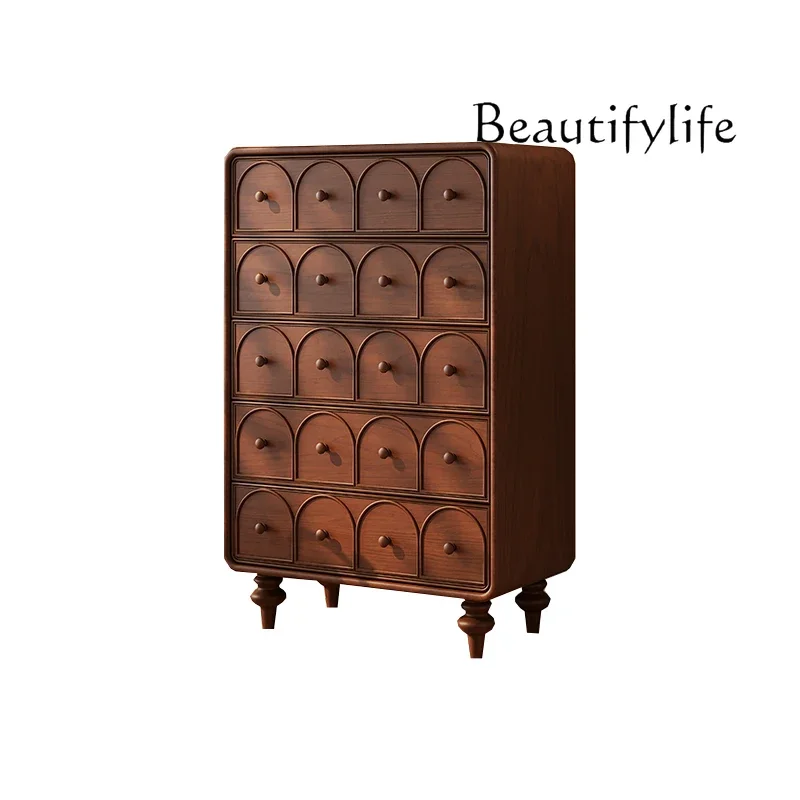 

vV French medieval solid wood storage cabinet household simple living room entrance decorative cabinet