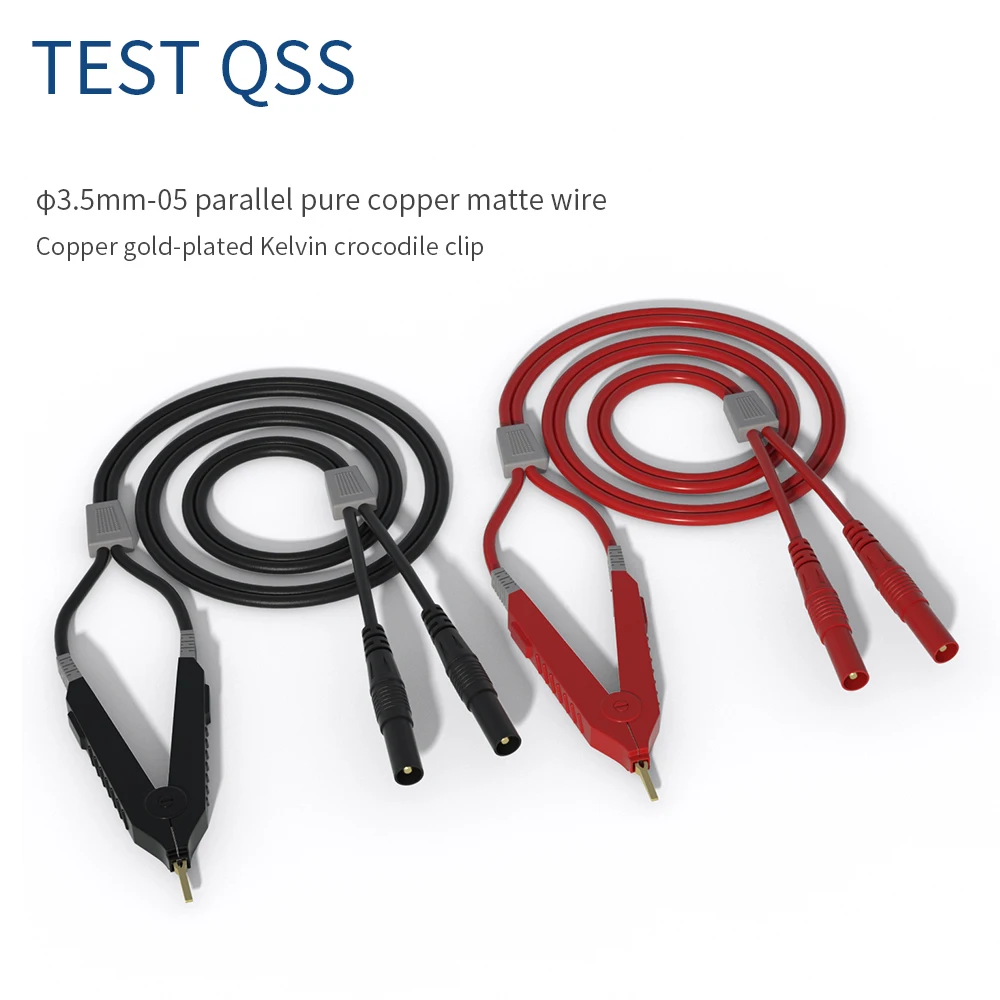 QSS 4-Wire Kelvin Test Lead Bottom Resistance with 4mm Banana Plug Orichalcum Plated Probes for Electrical Testing - Image 4
