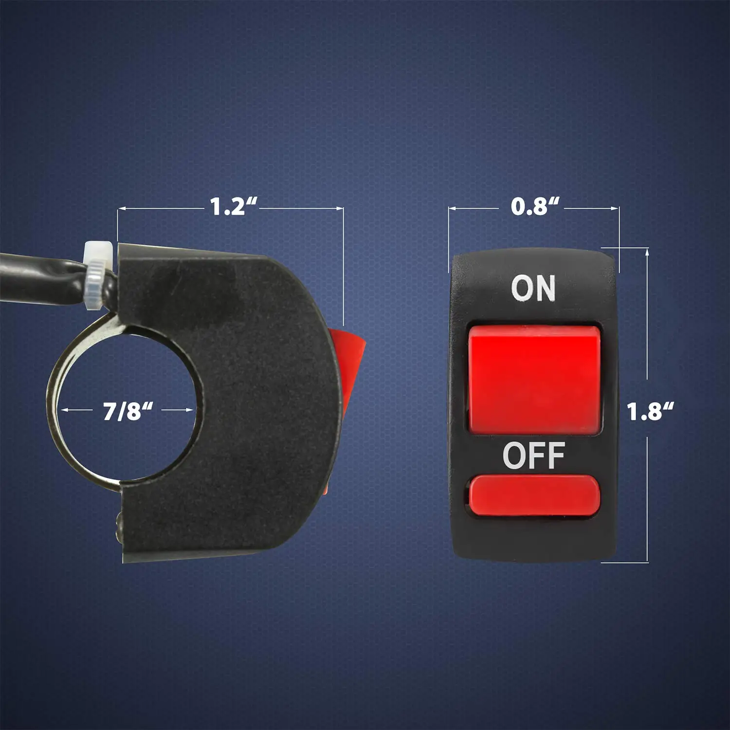 Universal Motorcycle Handlebar Flameout Switch ON OFF Button for Moto Motor ATV Bike DC12V/10A Black image 2