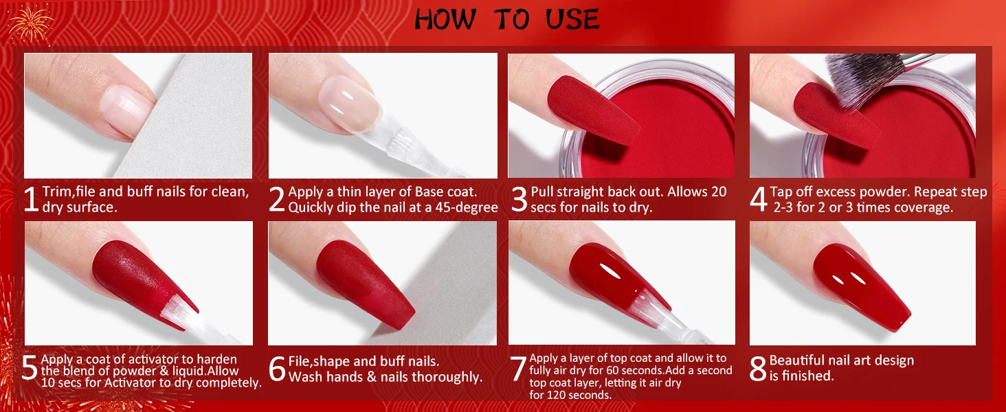 28 g/Topf, sehr feines Valentinstag-Farben, rotes Glitzer-Tauchpulver-System, Acryl-Tauchpulver als Nagelgel-Nagellack-Effekt – Detail 8