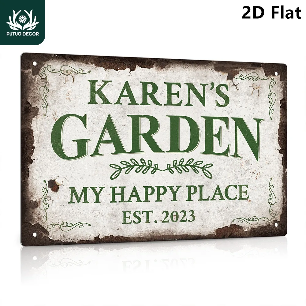 Custom Putuo Decor 2D Flat Metal Sign Custom Garden Year Home Garden Vintage Wall Decor Gift