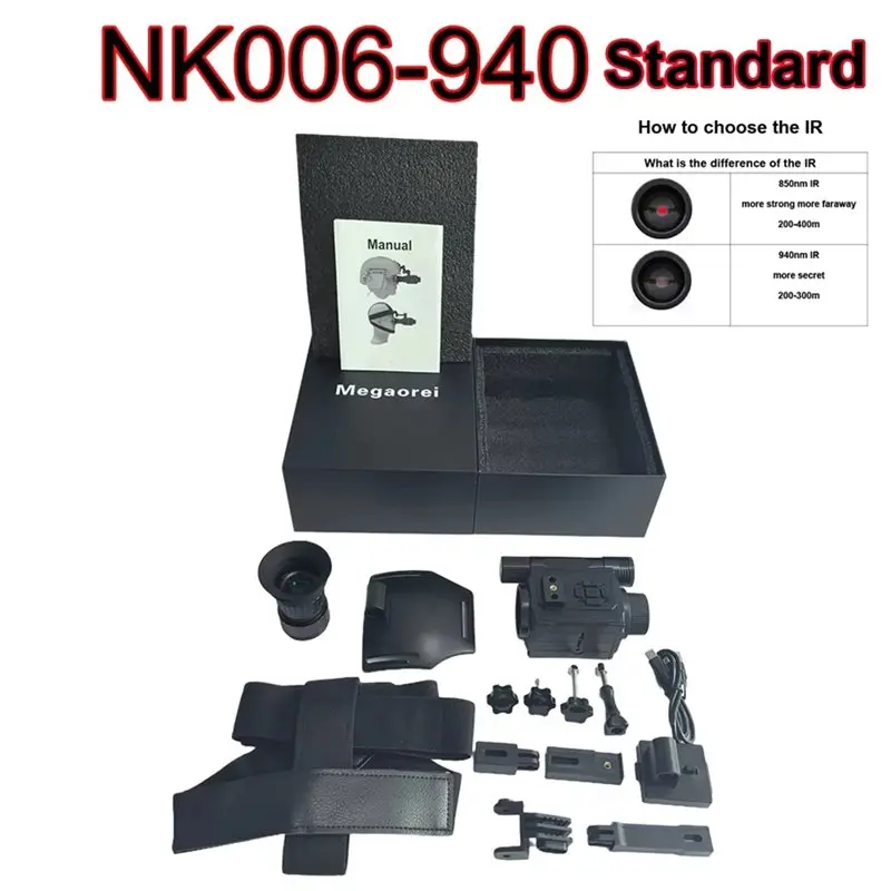 NK006 For Hunting Compatible Head-Mounted Telescope Camera 850Nm/940Nm Infrared Night Vision Helmet