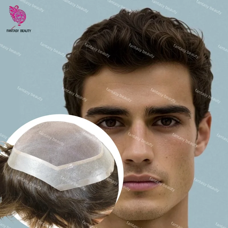 

Мужской парик из 100% европейских человеческих волос с прочной основой NPU Fine Mono&Pu # 2 # 1B # 3 черно-коричневых и светлых парика-протеза с естественной линией роста волос