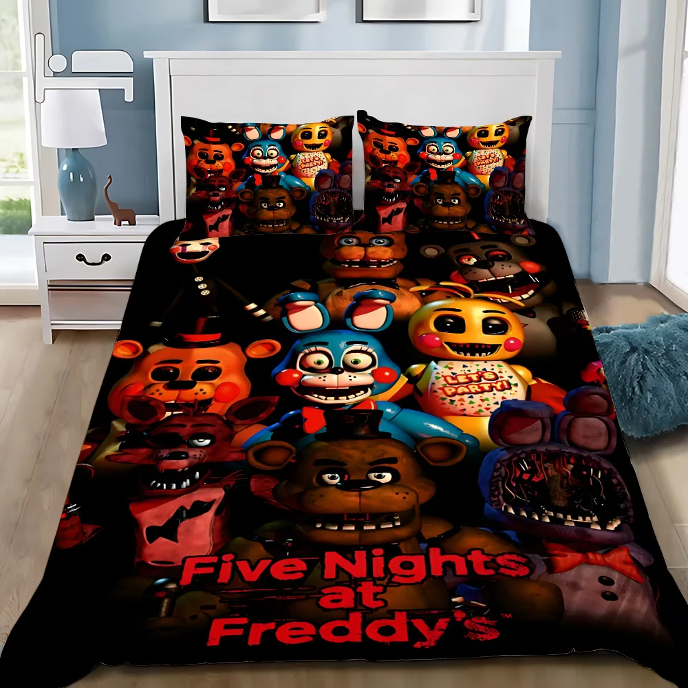 Ensemble de literie de dessin animé pour enfants, housse de taie d'oreiller, décoration de chambre, simple, double, grande taille, Five Night At Freddy, adulte, garçon, fille