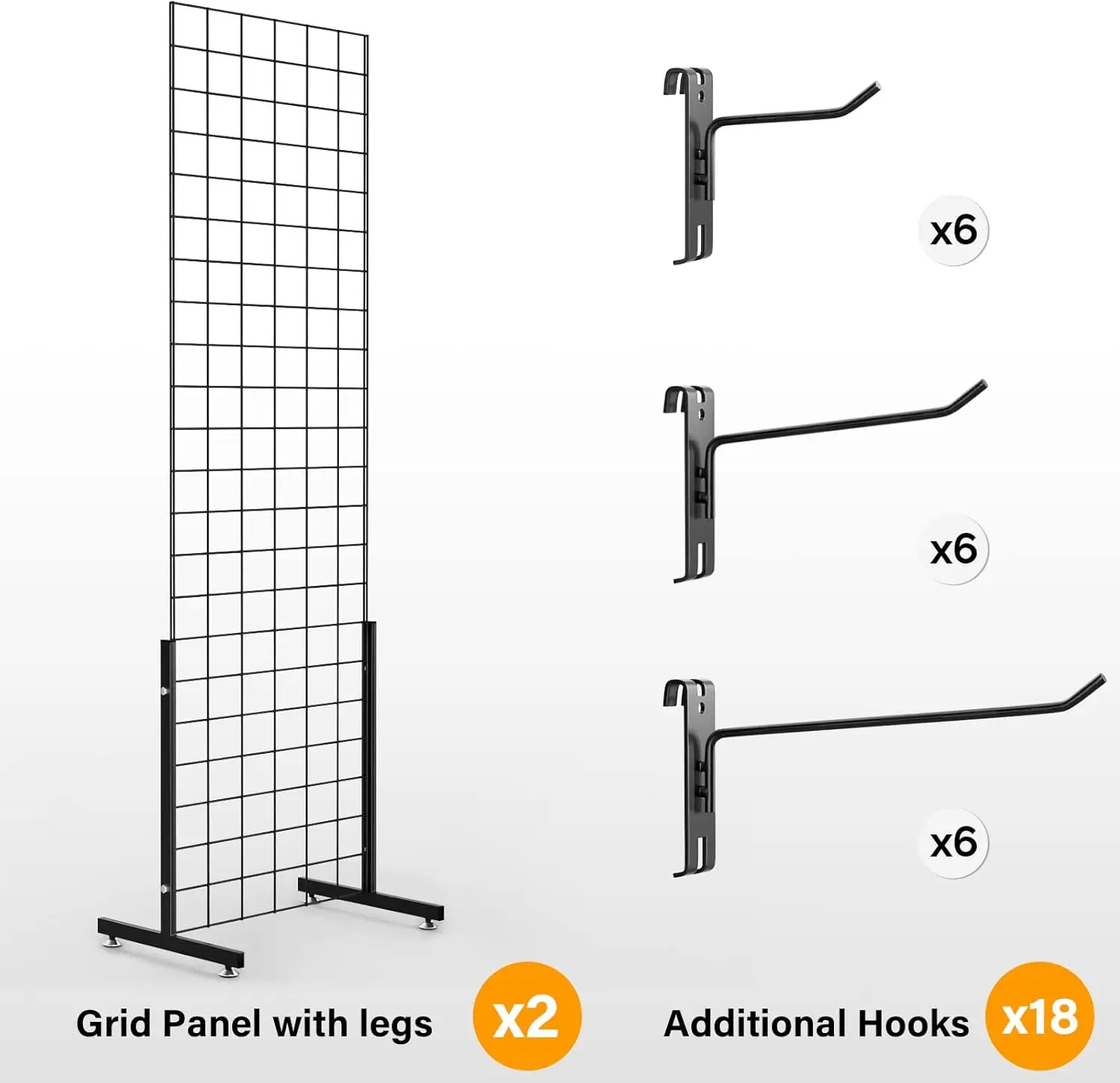 Tour de panneau de grille métallique 6 'x 2', avec socle en T, affichage mural T1 avec 4 ", 6" et 8 ", panneau mural 2D x