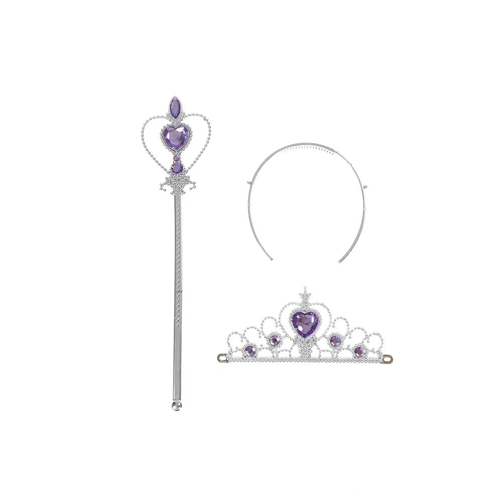 2 pçs/set princesa elsa cosplay acessórios crianças coroas de diamante tiaras + varinha mágica meninas acessórios para o cabelo