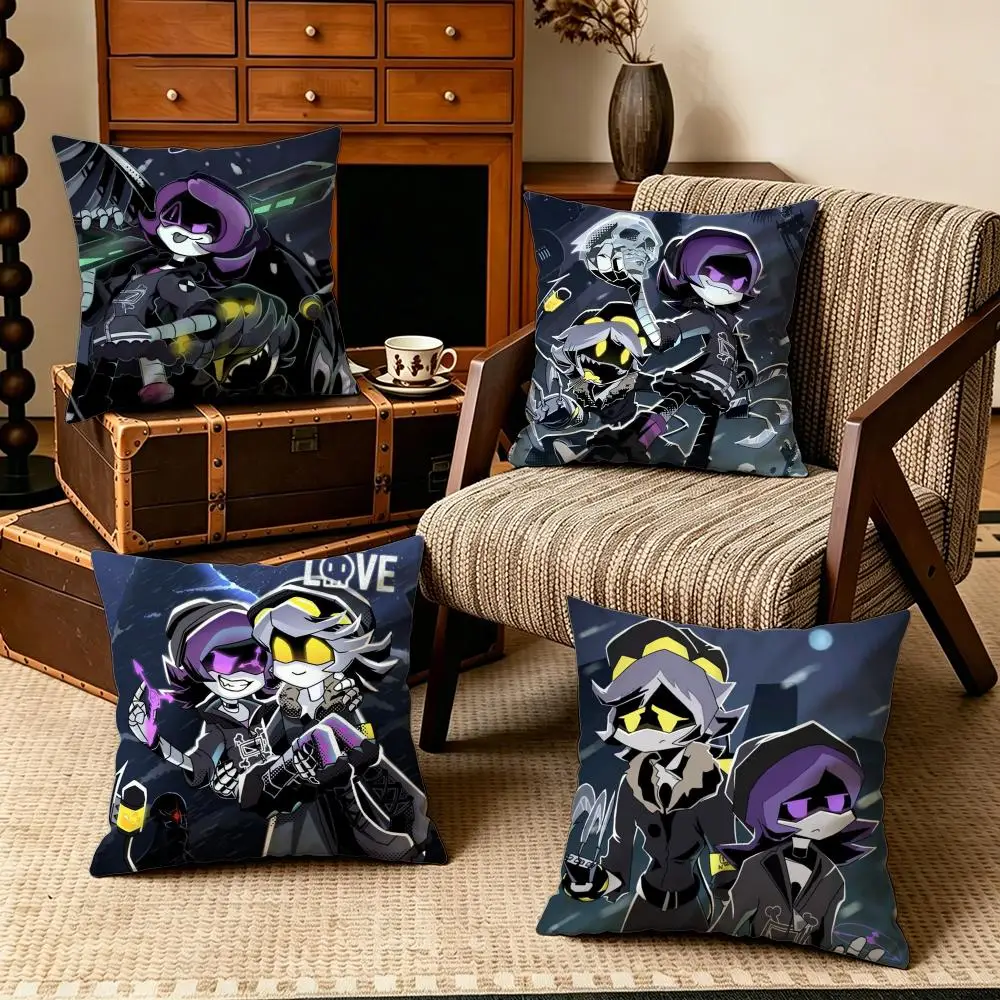 Animation-Murder DronesS Cushion Cover Soft Velvet Cushion Cover Set 4Pcs 50x50 45x45 Zipper Pillowcase for Home Decor