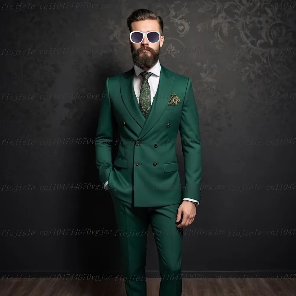 

Dark Green Men Suit Formal Occasion Wedding Party Groom Groomsman Business Prom Male Tuxedos 2 Piece Set Customized Jacket Pants