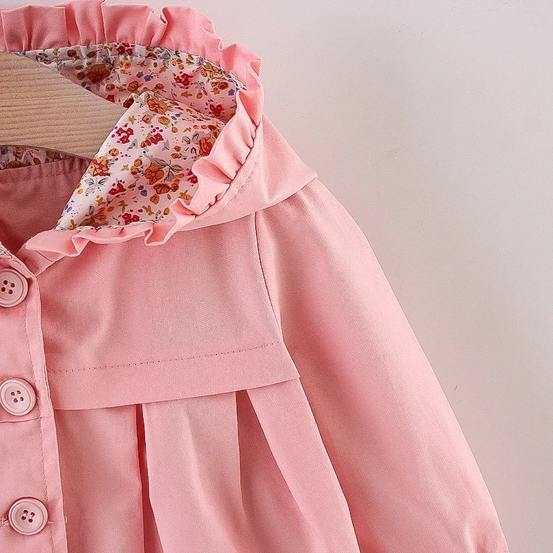 Baby Girl Jacket Autumn Long Sleeve Cotton Windbreak 0-3 Years Old Hooded Jacket for Baby Girl