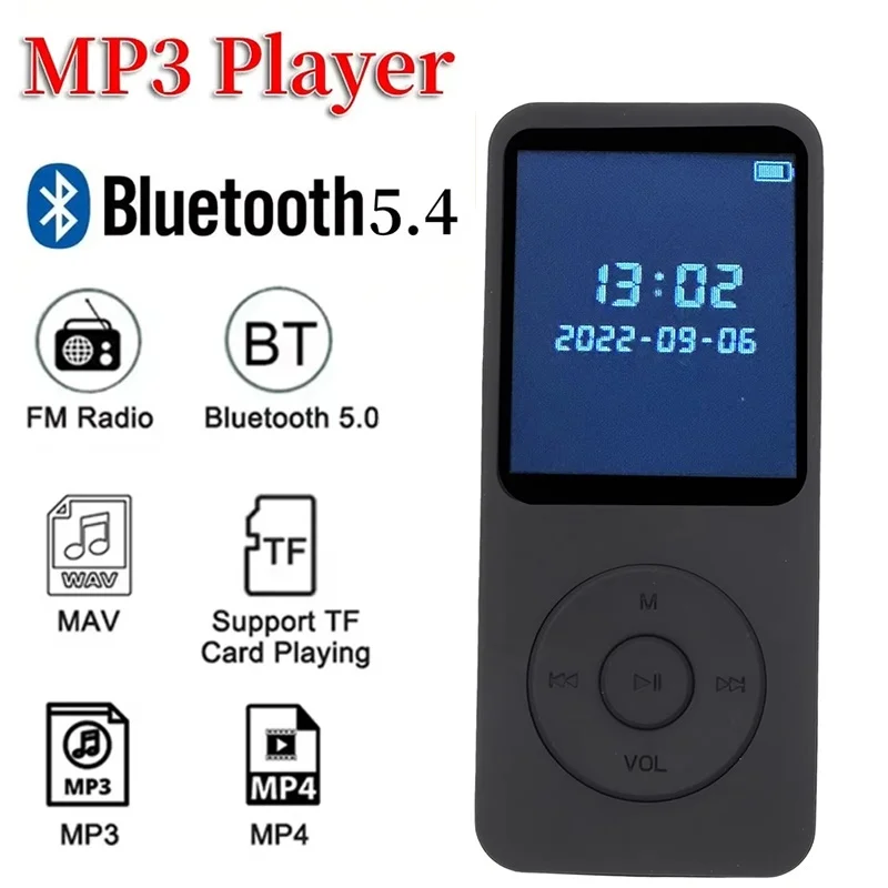 MP3 Mini Portable MP3 Player HiFi Music Walkman Bluetooth 5.4 Support Two-Way Transmission FM Radio Voice Recorder Ebook Auto