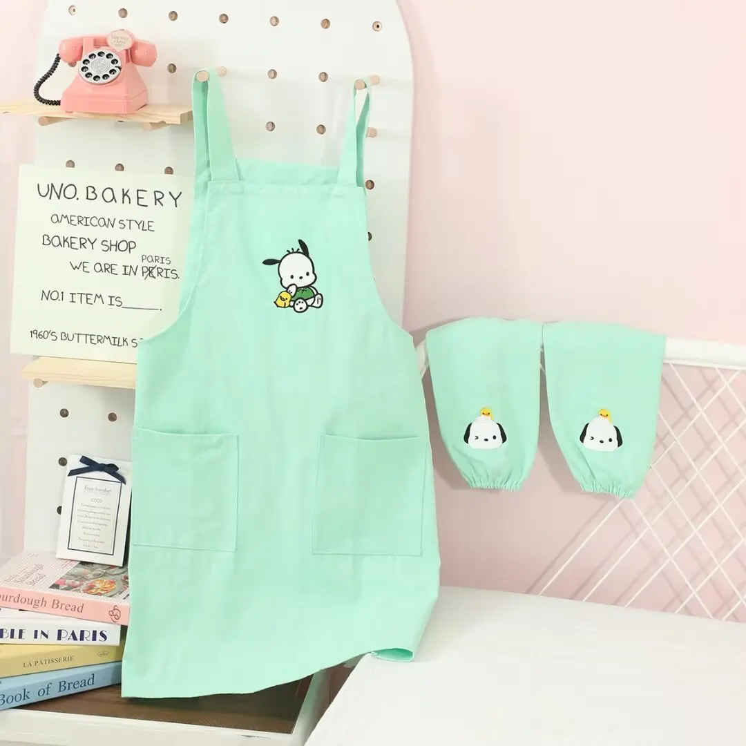 Kawaii Kuromi Cinnamoroll My Melody Cartoon Waterproof Oil-Proof Kitchen Apron Sanrio Anime Girl Heart Cute Adult Apron Sleeves