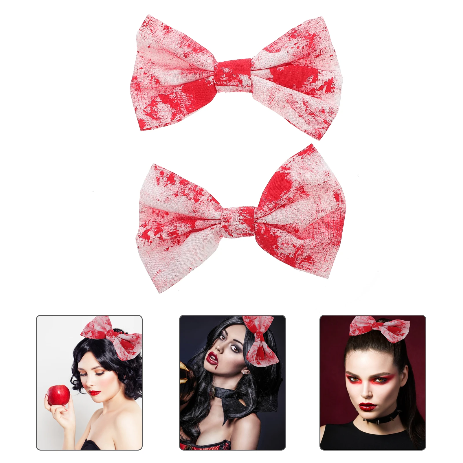 

2Pcs Halloween Bow-Knot Hair Clips Blood Wetting Style for Party Hair Accessories Halloween Decoration Barrettes