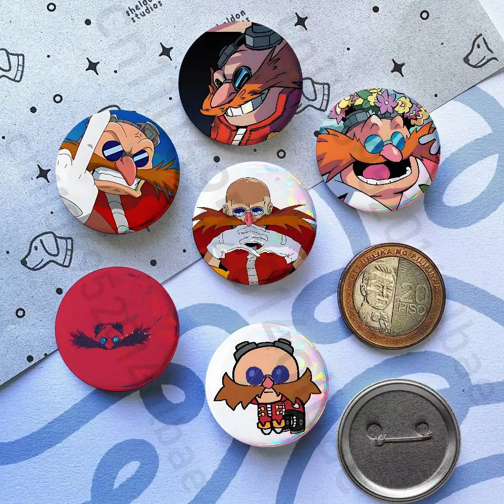 Without hair Eggman Robotnik 32/44/58mm Handmade Pins Round Brooch Badge Backpacks Clothes Jewelry Gifts