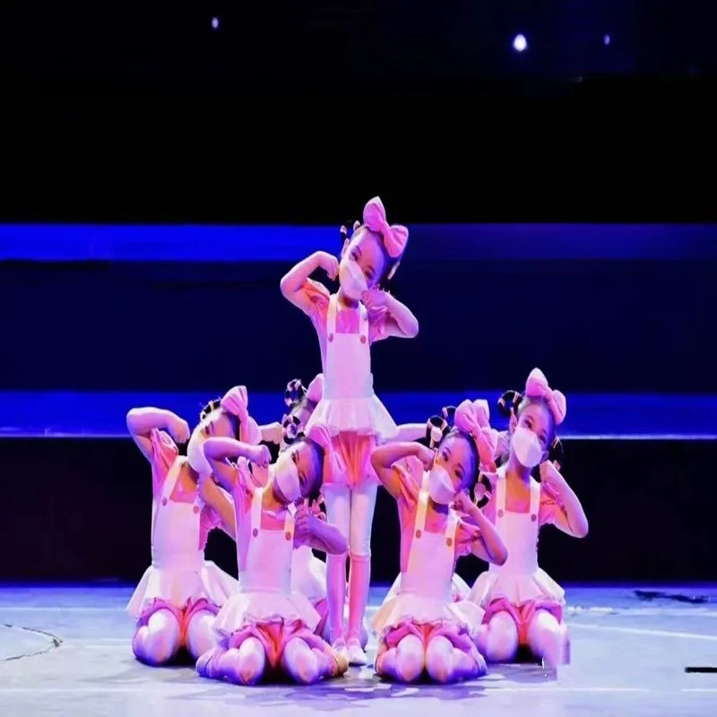 

Очаровательный детский танцевальный костюм «Маленький лотос» для выступлений с бретелями, милый наряд для дошкольников