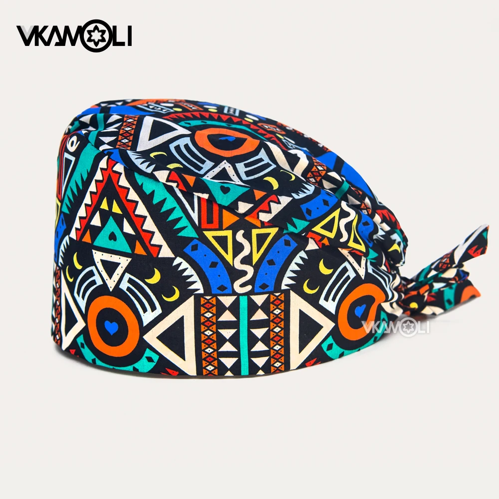 

Unisex 100% Cotton Nursing Hat ANKARA PRINT Pet Hospital Veterinary Scrub Work Hat Surgical Doctor Cap Medical Nurse Accessories