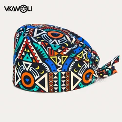 Gorro de enfermería con estampado de ANKARA para hombre y mujer, gorro de trabajo quirúrgico 100% de algodón para veterinario y Hospital de mascotas, accesorios médicos para enfermeras