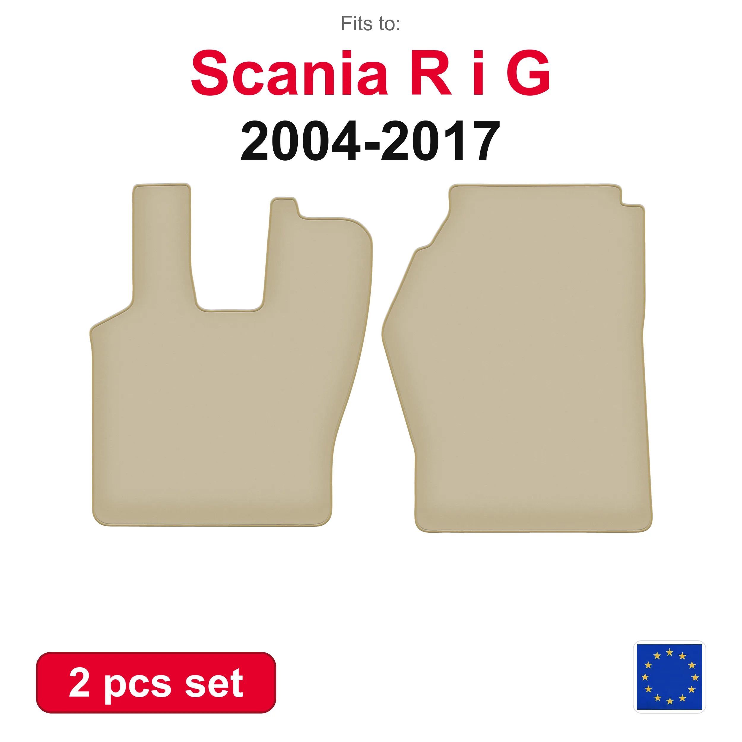 PREMIUM velours automatten voor Scania R en G vrachtwagens (2004-2017) -beige 2-delige set automatten