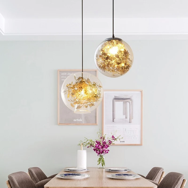 

Modern Carved Glass Pendant Lights Fixtures Minimalist Bedroom Aisle Hanging Lamp Creative Art Restaurant Bar LED Chandelier