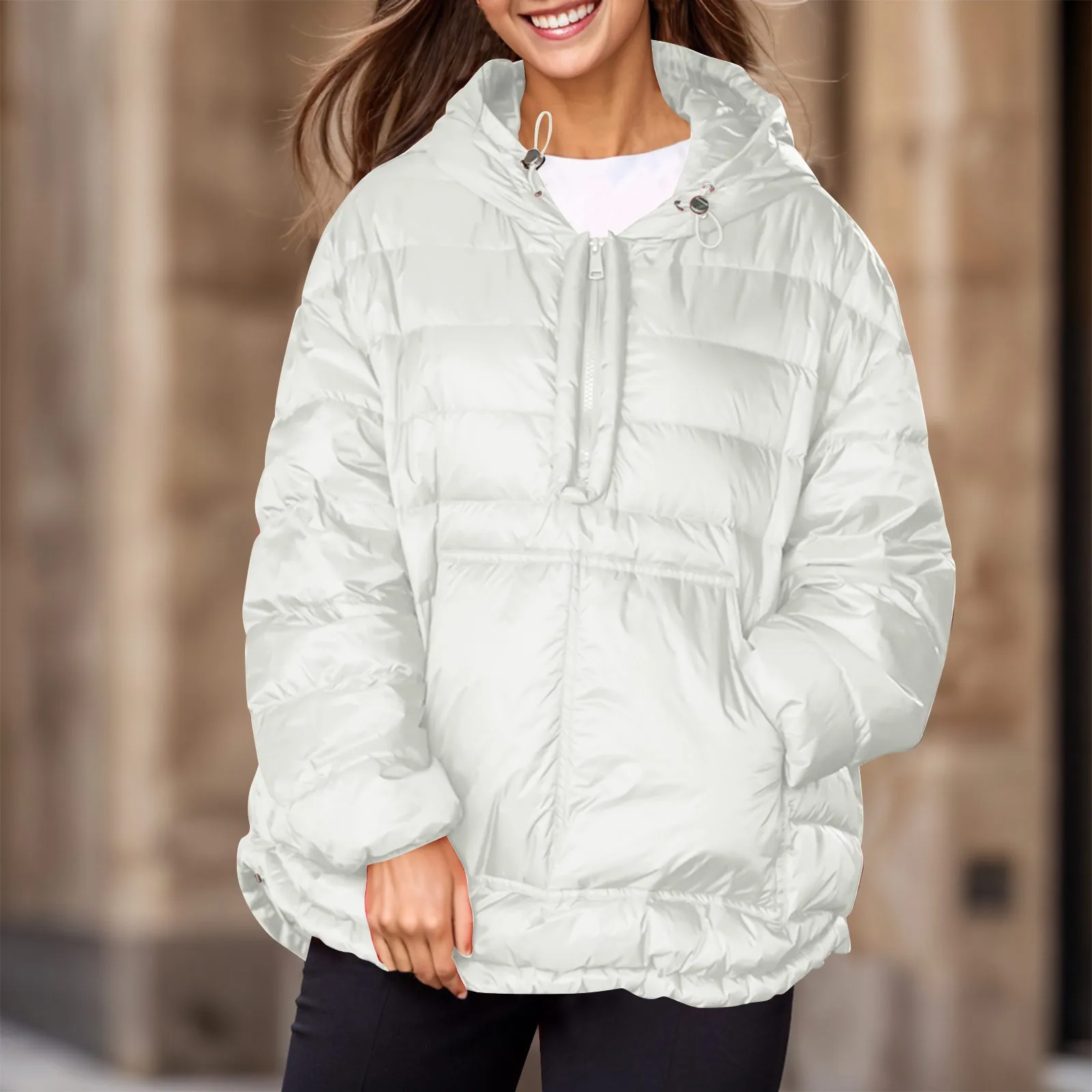 

Autumn Winter Down Cotton Jackets Pocket Basic Cotton Padded Coat Parkas Women Hoodies Short Casual Warm Puffer Jackets 2024