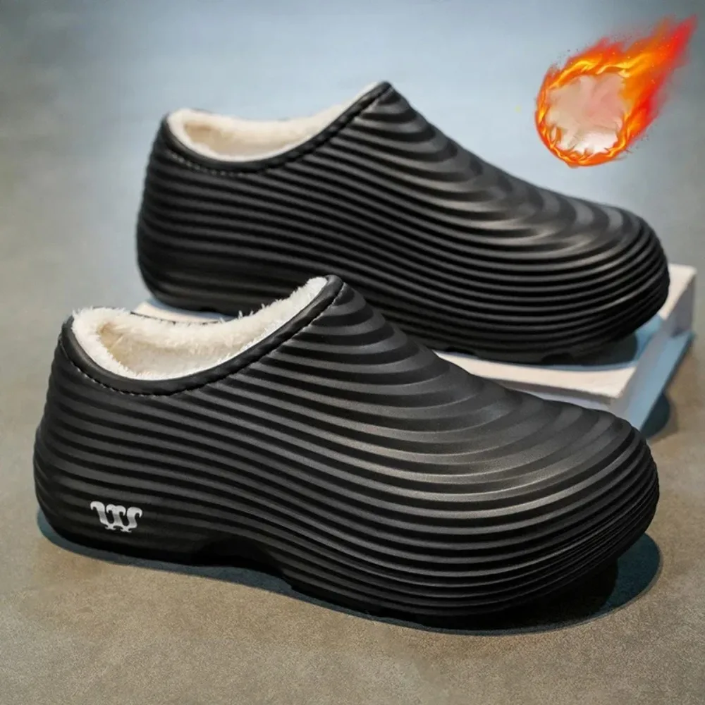 

2026 new fashion cotton slippers men's winter warm home cotton shoes waterproof garden shoes indoor non-slip men's shoes 39-46