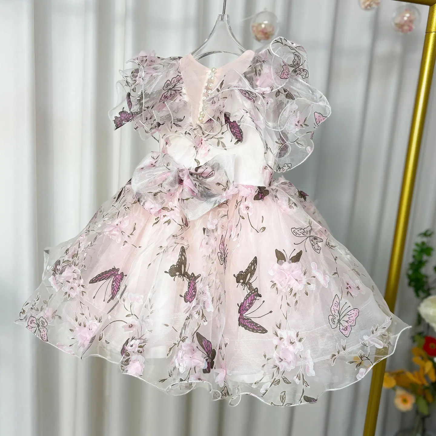 Jill Wish elegante vestido árabe rosa para niña con lazo de lentejuelas bebé niños princesa cumpleaños boda fiesta niños vestido de vacaciones 2025 J218