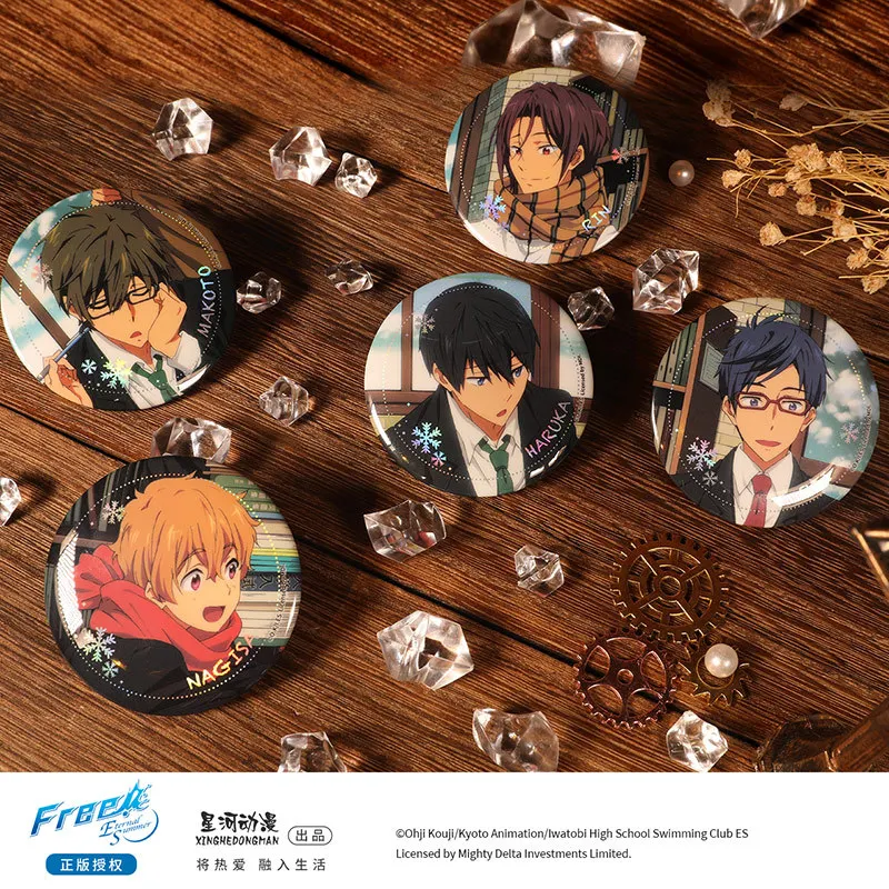 

Бесплатно! Nanase Haruka Tachibana Makoto Hazuki Nagisa Ryugazaki Китай Официальная авторизация Косплей Зимняя серия Значок 5 шт./компл.