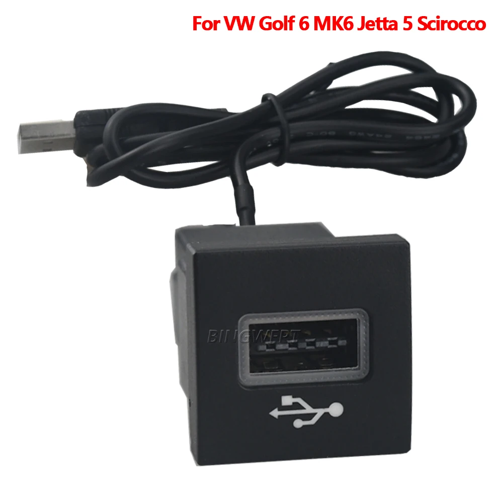 For Volkswagen Golf 6 Jetta MK5 Caddy EOS Scirocco Car USB Input Adapter Audio Radio u-disk flash Socket Interface Music Cable