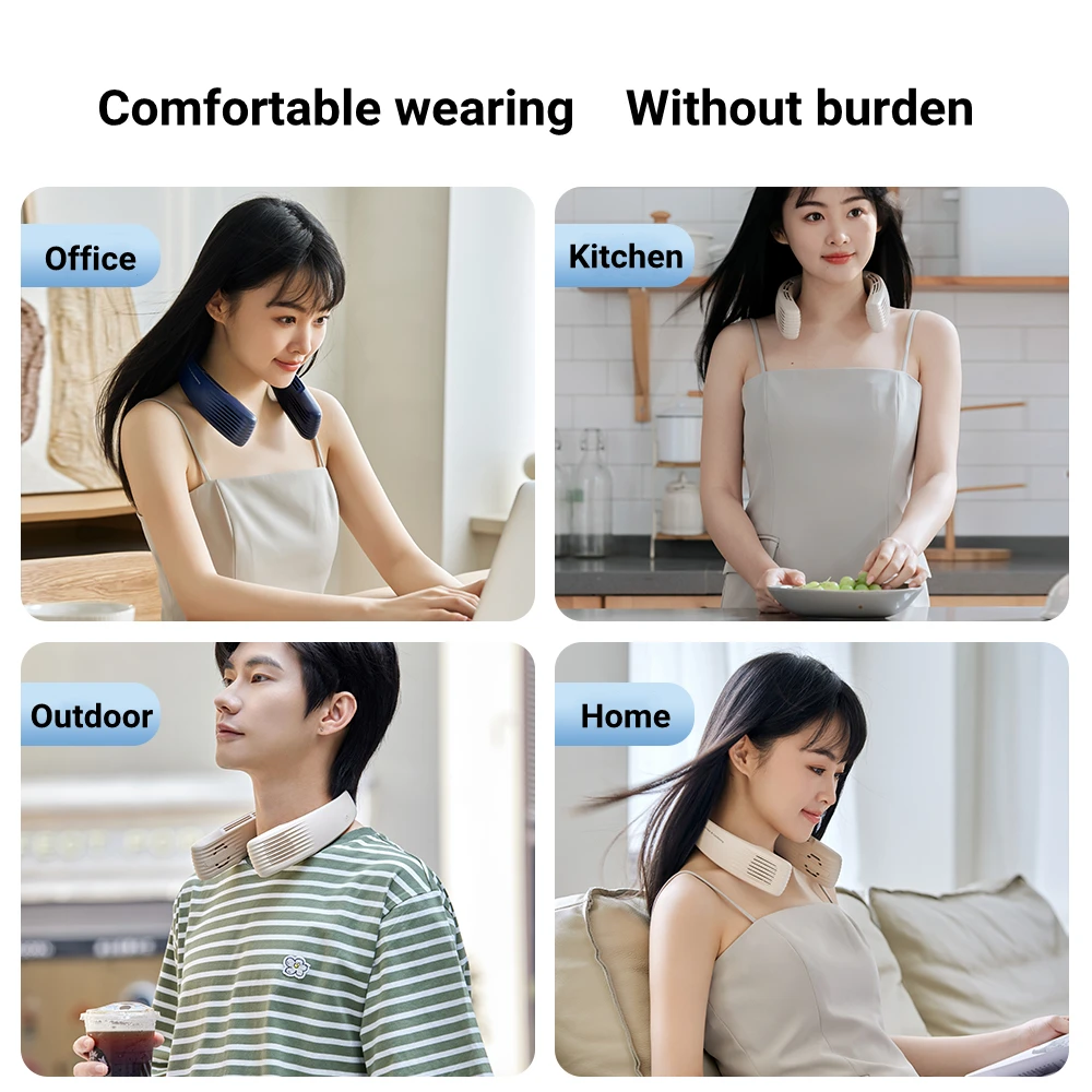 Outdoor Travel Portable Halter Neck Electric Ail Cooling Fan USB Rechargeable Wireless Bladeless Air Conditioning Fan