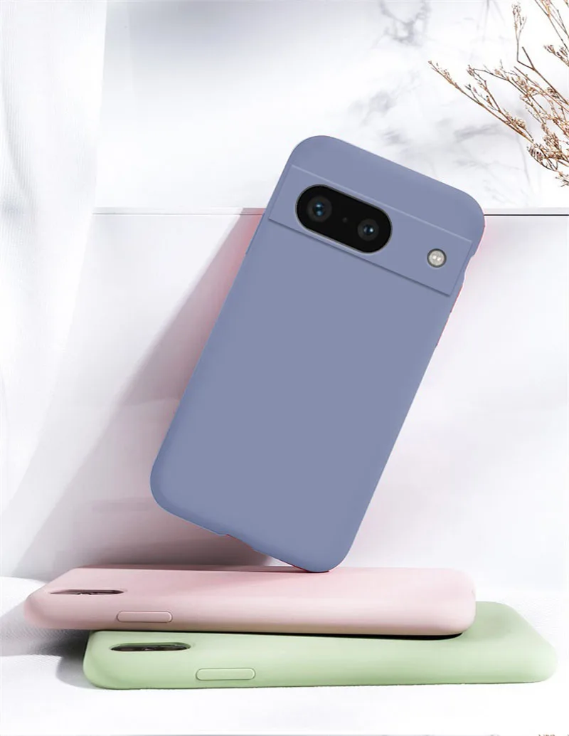 Funda de silicona líquida para Google Pixel 8 A 8 Pro, Carcasa protectora para teléfono TPU de goma, Pixel 8A