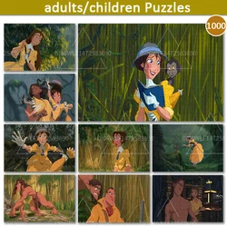 Tarzan & Jane Disney bulmaca oyuncaklar 1000 adet ahşap yapbozlar çocuk eğitici oyuncaklar yetişkin oyunları el yapımı hediyeler baskılı açıkça