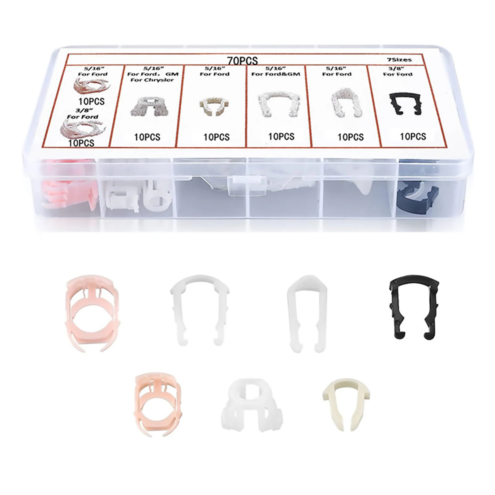 70Pcs/Set Fuel Line Retainer Clip Assortment Connections For Ford Car Accessories Universal Fuel Line Retainer Clip Kit