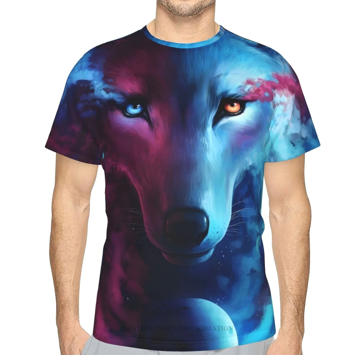 Red Blue Planet 3D Printed T Shirt For Man Space Galaxy Wolf Unisex Polyester Loose Fitness Tops Hip Hop Beach Male Tees