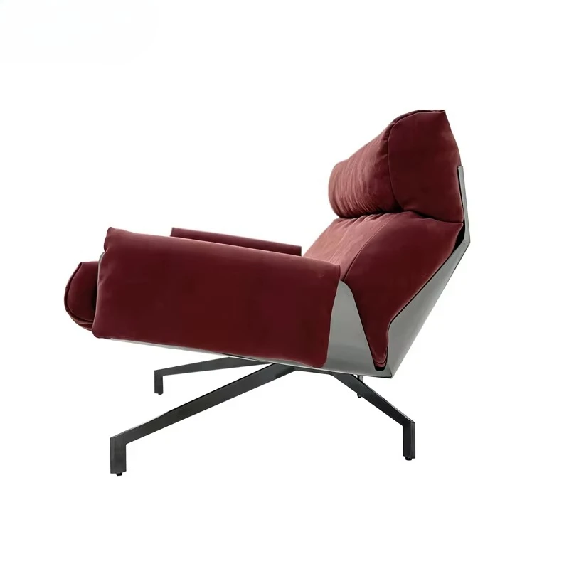 Armchair leather leisure chair metal legs leisure stainless steel shell