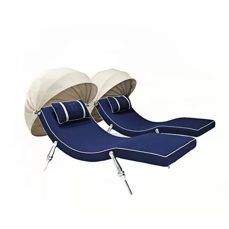Italian leather single sofa chair stainless steel modern lounge lounge creative chaise longue