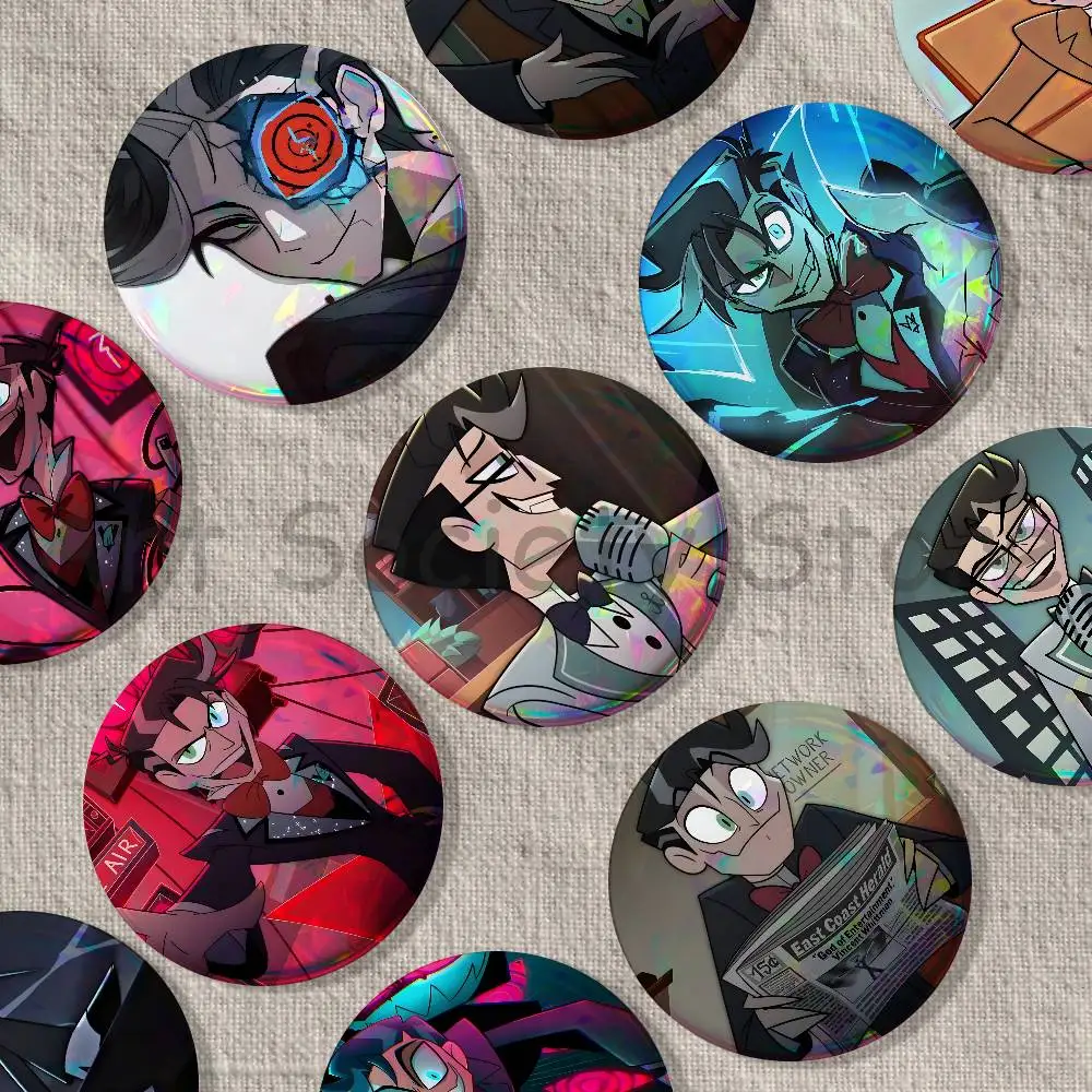 Vincent H-Hazbin H-Hotel Badges Creative Tinplate Button Pins Brooch Creative Quotes Badge Clothes Backpack Jewelry Gift Fan