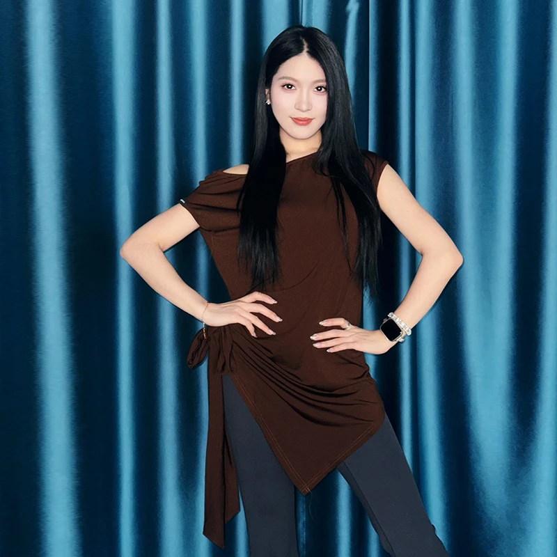 Vêtements d'entraînement professionnel de danse latine pour femmes, haut à épaules Sexy, doux et confortable, hauts d'entraînement, vêtements de danse pour filles, nouvelle collection